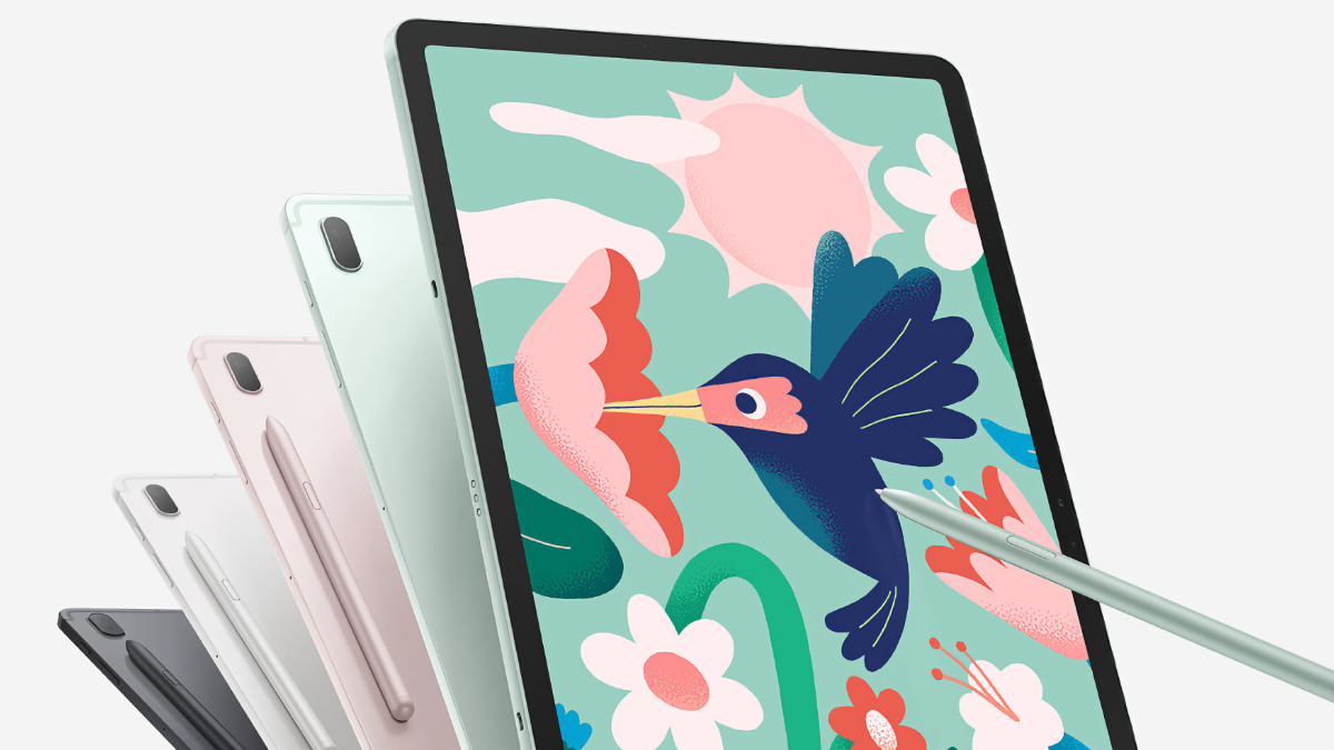 Samsung Galaxy Tab S7 FE product image featuring a range of color options