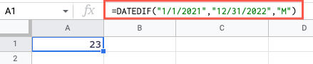 DATEDIF with dates in the formula