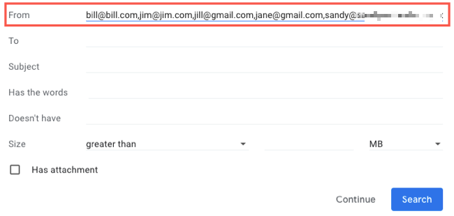 From field with email addresses for editing a filter