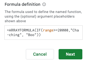 Formula Definition in the sidebar