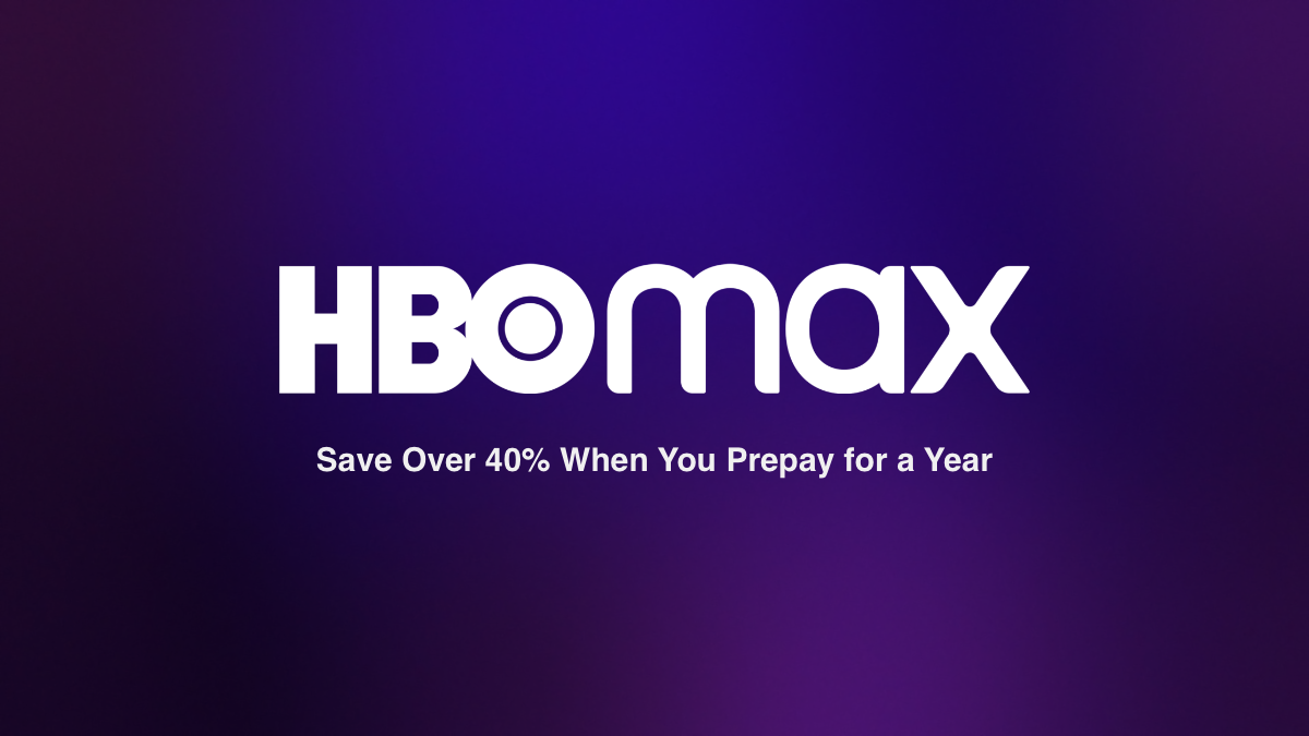 HBO Max logo with a special 40% off offer