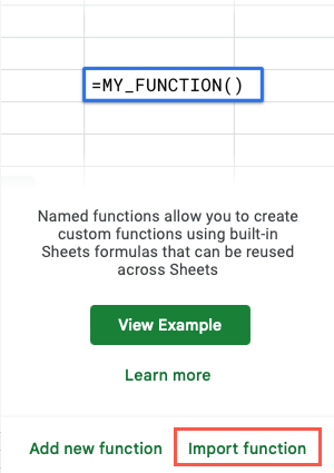 Import Function in the sidebar