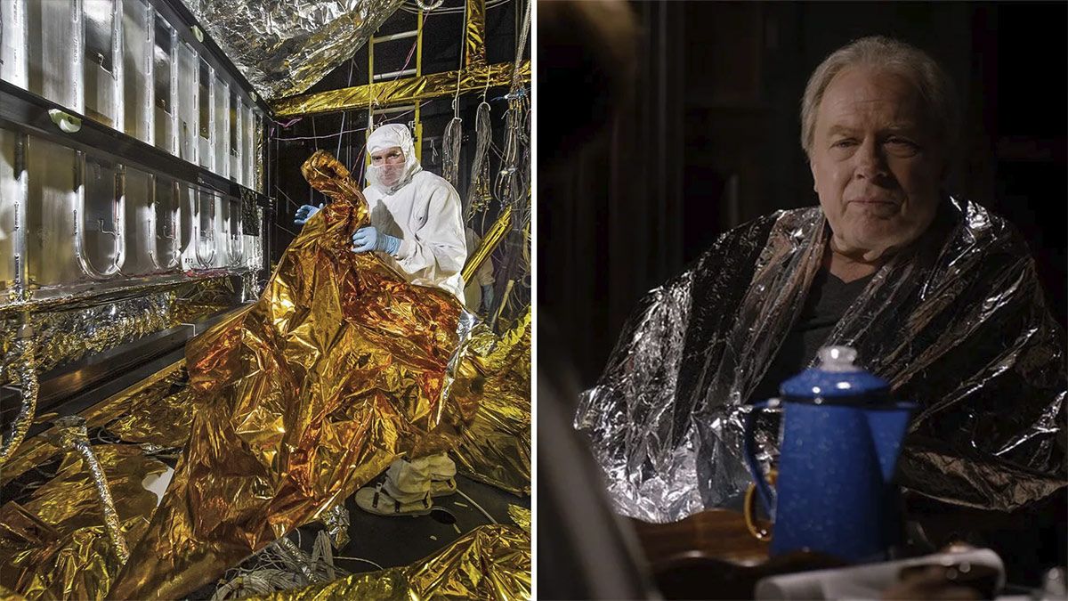Examples of foil blankets in use.