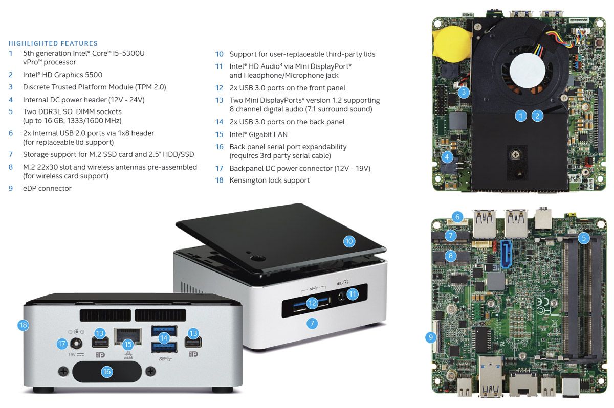 NUC5i5MYHE specifications.