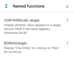 Named Functions sidebar