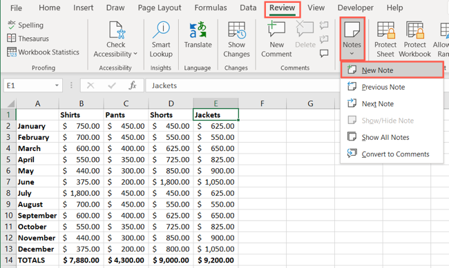 How to Add, Edit, Show, and Convert Notes in Microsoft Excel