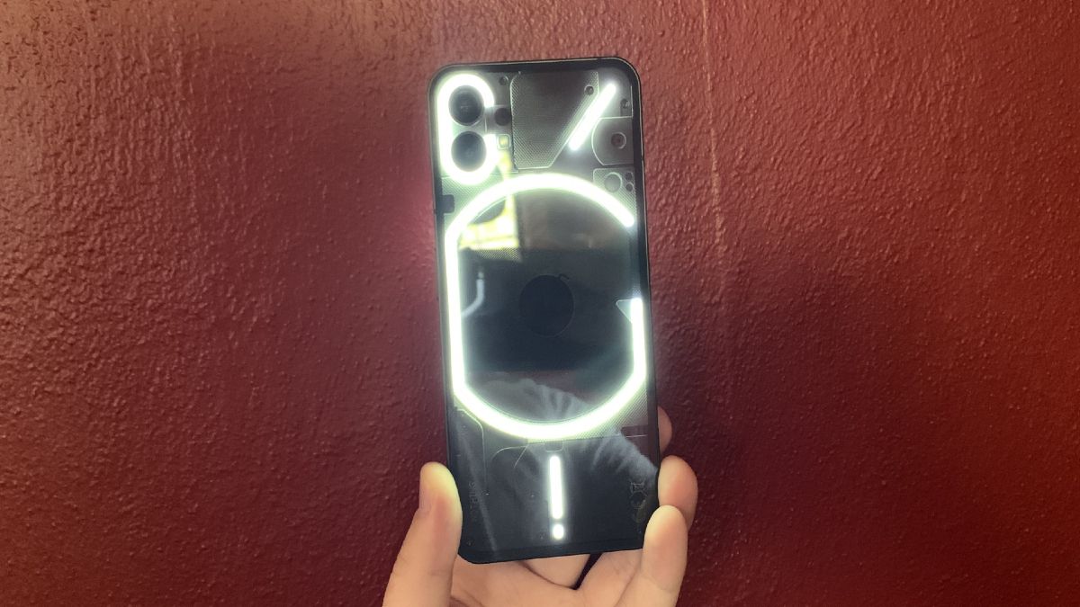The Nothing Phone 1 glyph interface illuminated.
