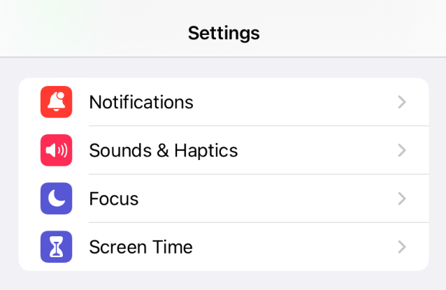 Notifications settings on iPhone