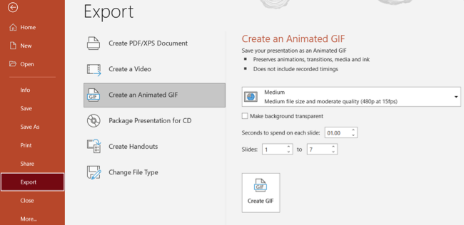 Export PowerPoint as a GIF