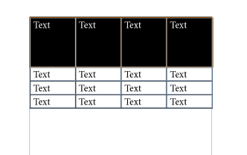 Selected cells in a table.