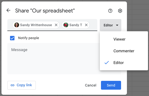 Share message in Google Docs