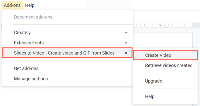 Create Video in the Slides to Video menu
