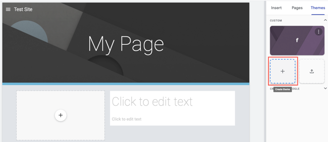 Create Theme on the Theme tab