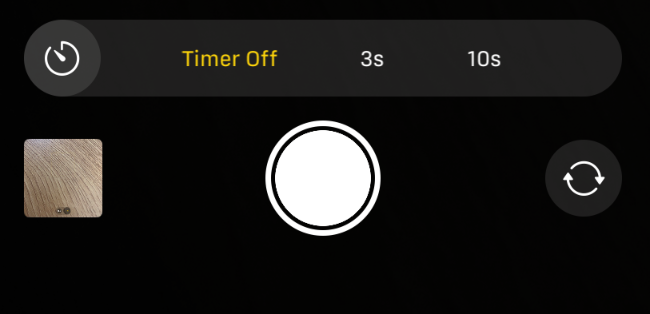 Timer settings inside Camera app on iPhone