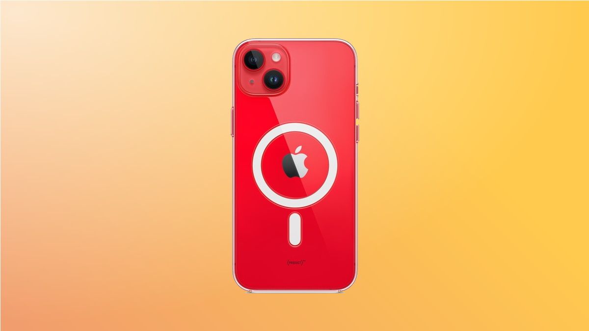 Apple Clear Case on orange background