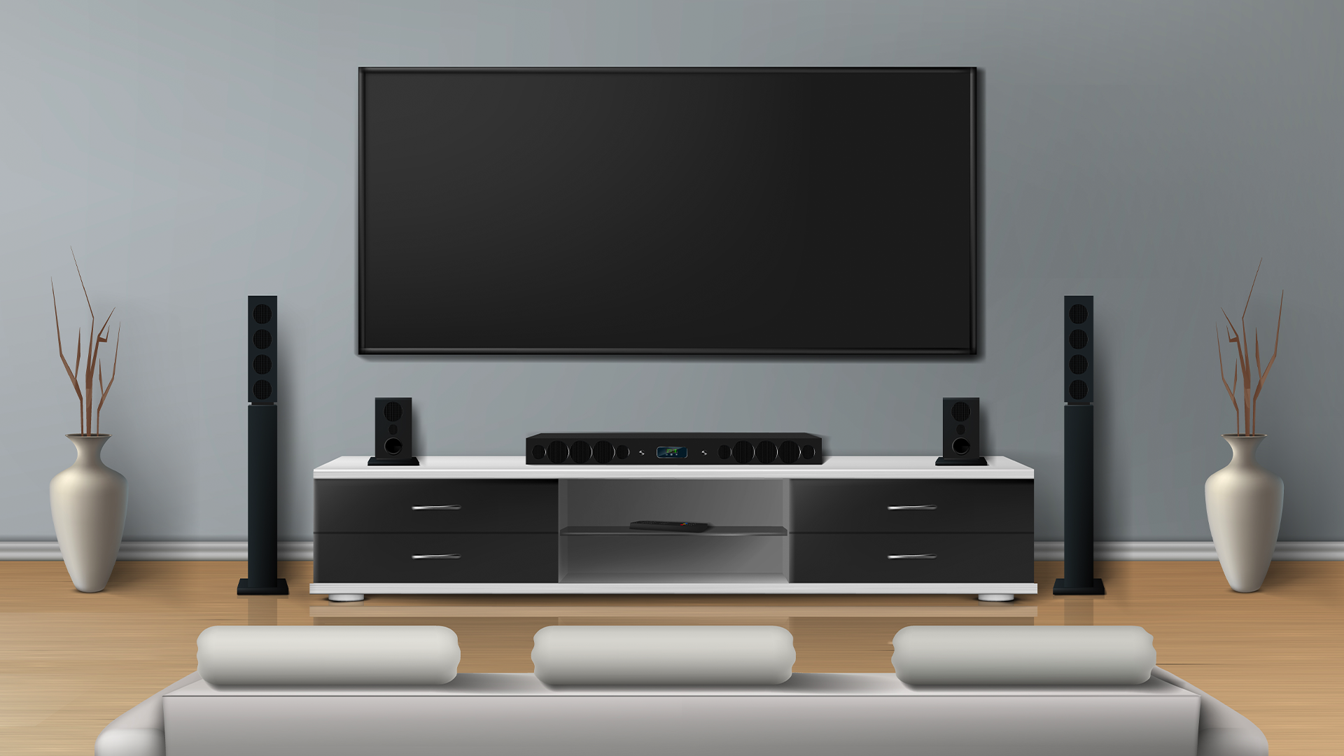 An illustration of a home theater