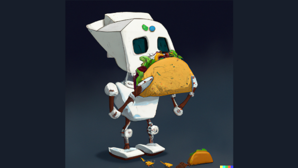 DALL-E 2 "a robot eating a taco"