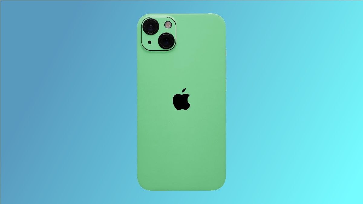 dbrand green skin on blue background
