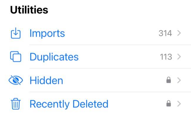 Scroll to the "Utilities" section on the "Albums" tab