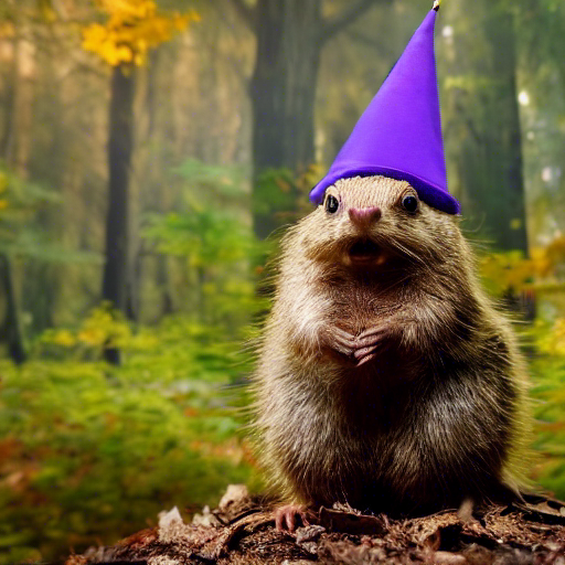 A gopher with a purple wizard hat. 