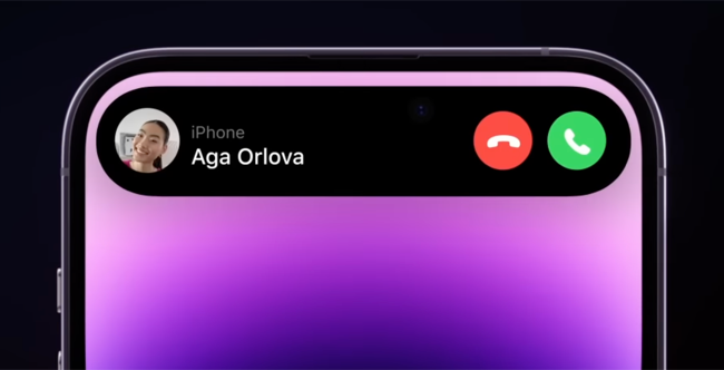 iPhone 14 Pro incoming call in Dynamic Island