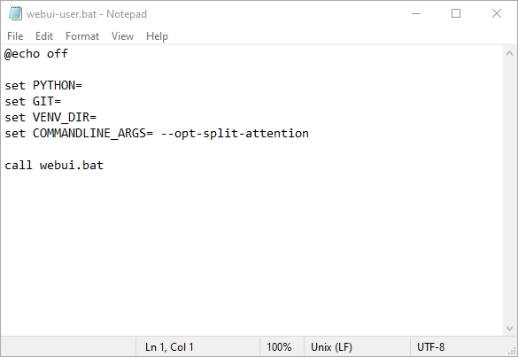 Notepad with opt_split_attention argument. 