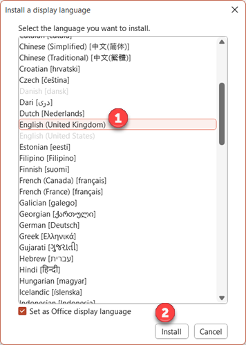 Select a language from the "Install a Display Language" menu and press "Install" to install it.