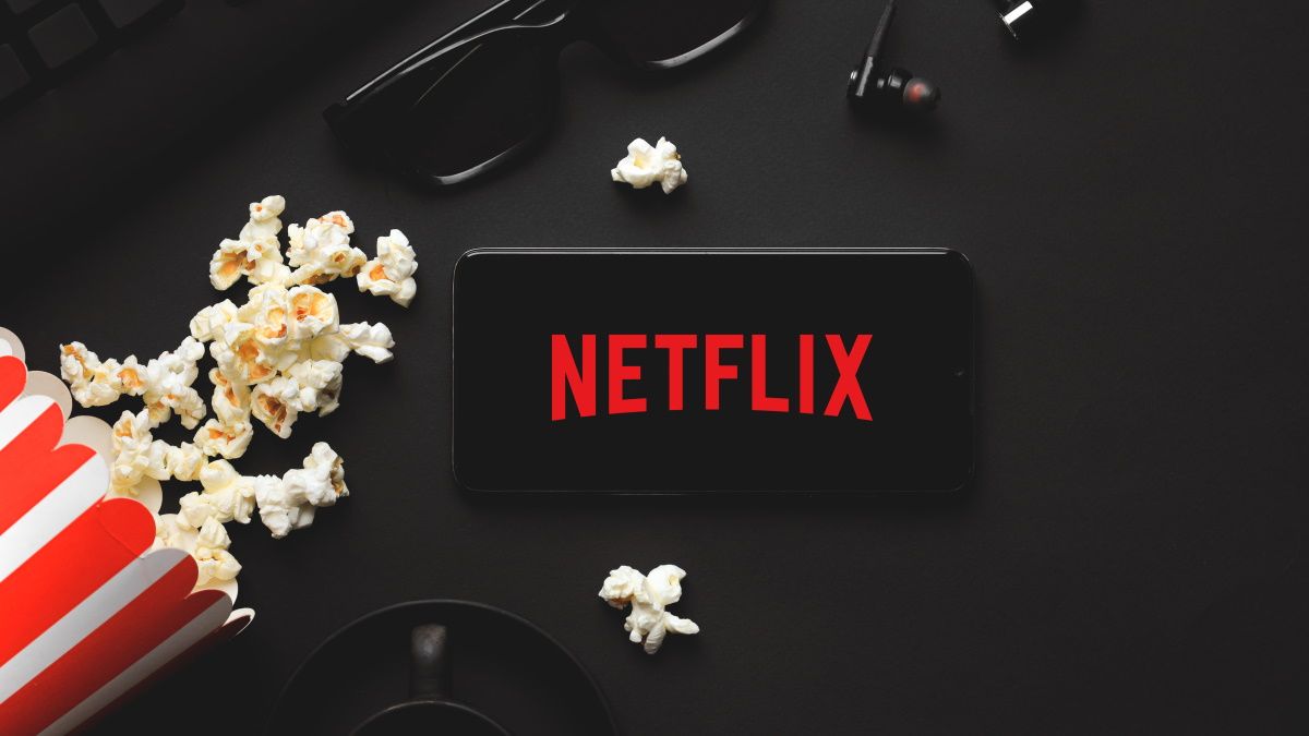 The Netflix logo on a smartphone.