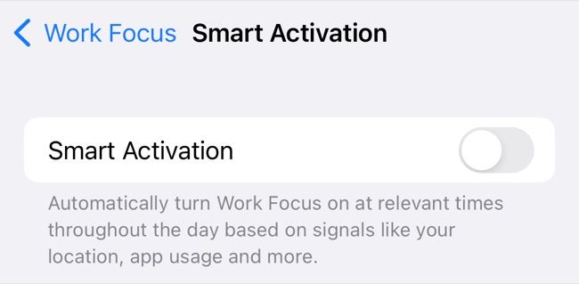 Enable Smart Activation for a Focus mode