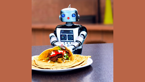 Stable Diffusion "a robot eating a taco"