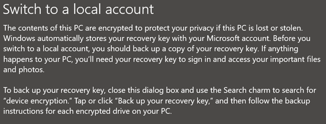 A warning message. If you're using device encryption or BitLocker, you must back up your recovery key first. 