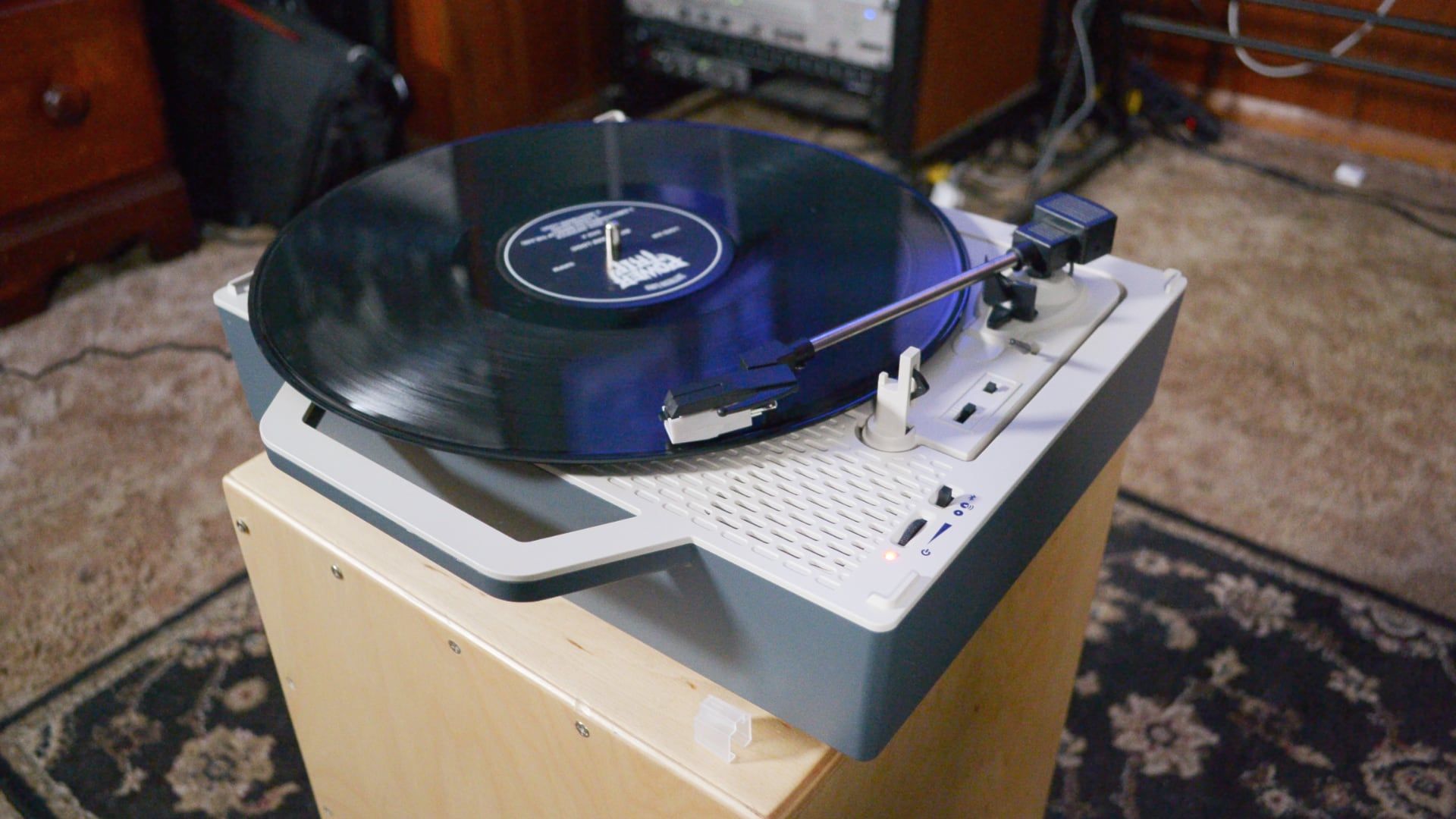 Victrola Re-Spin playing a record
