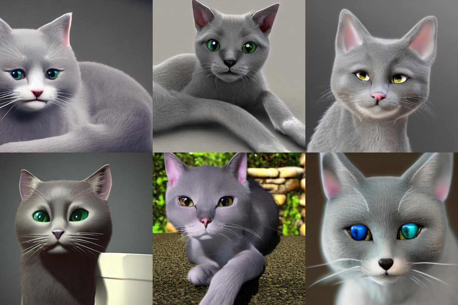 Another example of grey cats in the style of &quot;Unreal Engine.&quot;