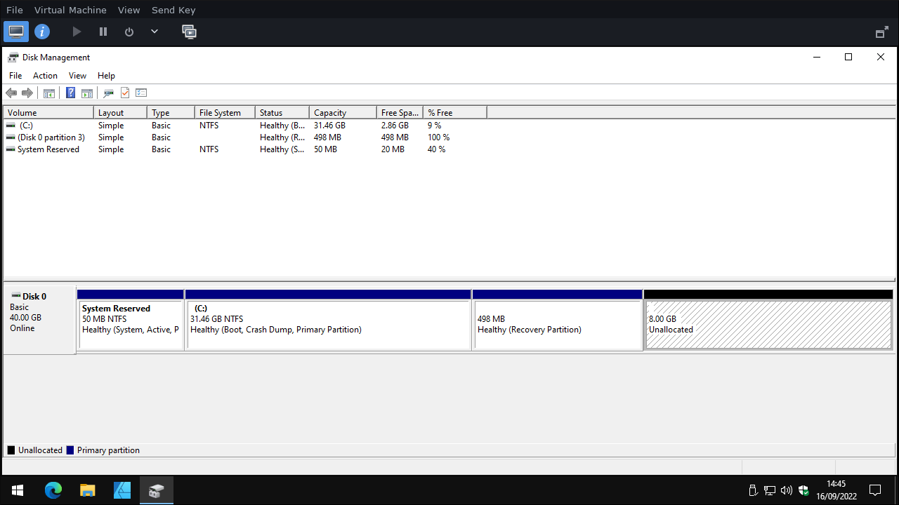 Screenshot of Windows 10's Disk Management utility