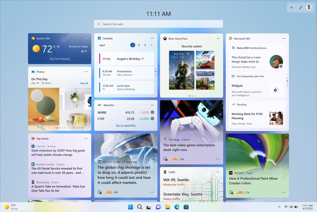 Windows 11 widgets expanded view