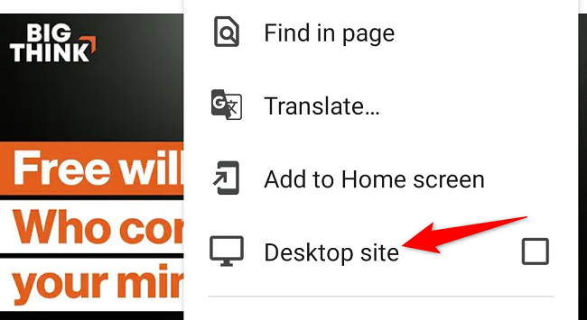 Select "Desktop Site" in the menu.