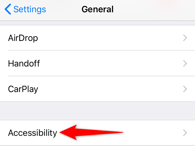 Select the "Accessibility" option.