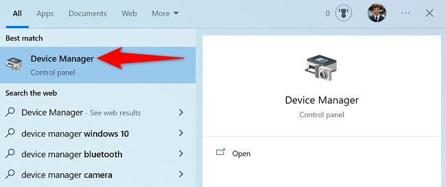 Click "Device Manager" in the search results.