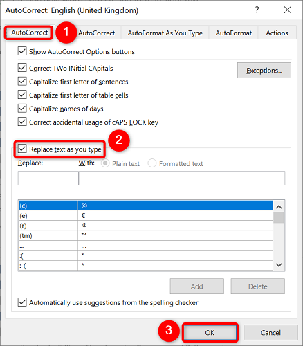 Autocorrect Options Button How to Turn On Autocorrect