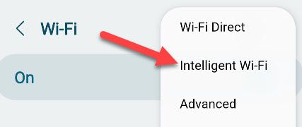 Open the menu and tap &quot;Intelligent Wi-Fi.&quot;