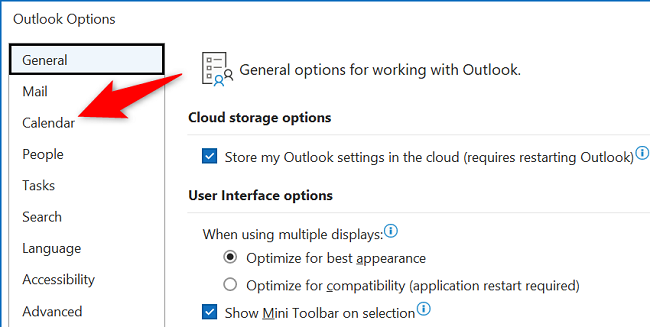 Select &ldquo;Calendar&rdquo; in the left sidebar.