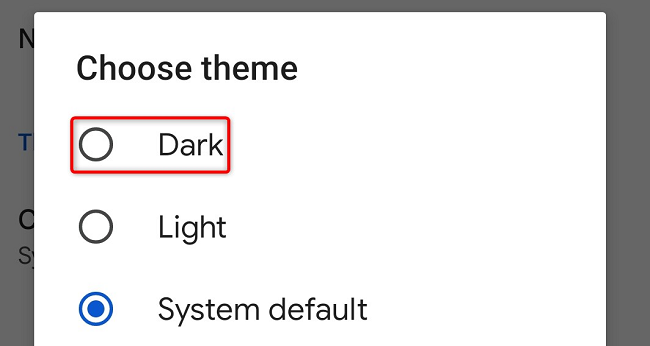 Enable &ldquo;Dark.&quot;