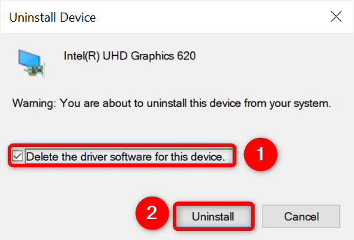Enable the checkbox and click "Uninstall."