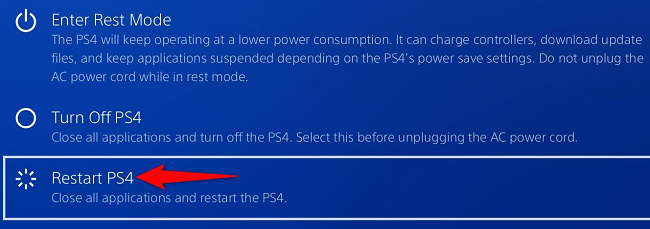 Choose "Restart PS4."