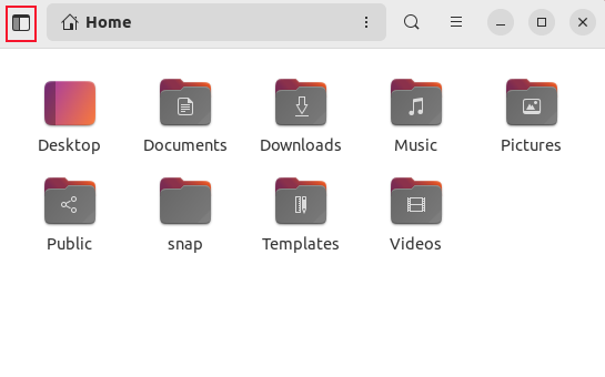 Ubuntu 22.10 Files browser with sidebar removed