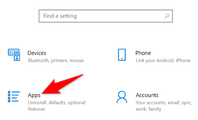 Select &ldquo;Apps&rdquo; in Settings.