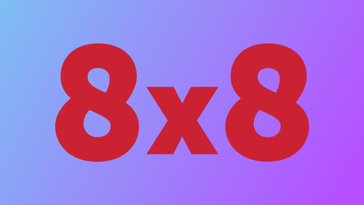 8x8 logo on purple background
