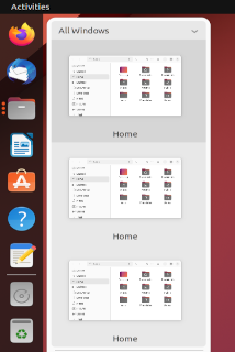 Ubuntu 22.10 dock thumbnail view