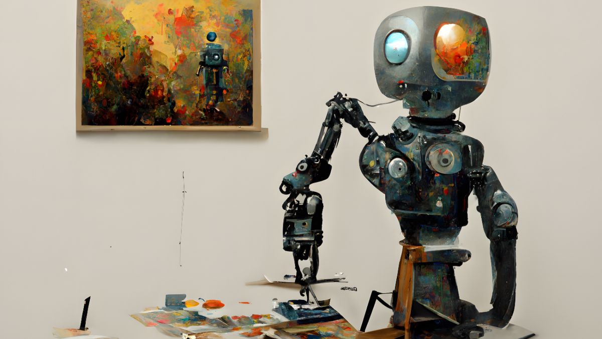 Painting of a robot painting