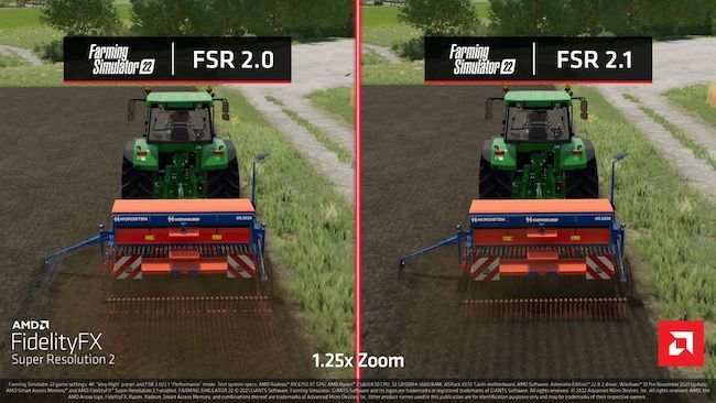 A comparison of computer game footage using FSR 2 and FSR 2.1